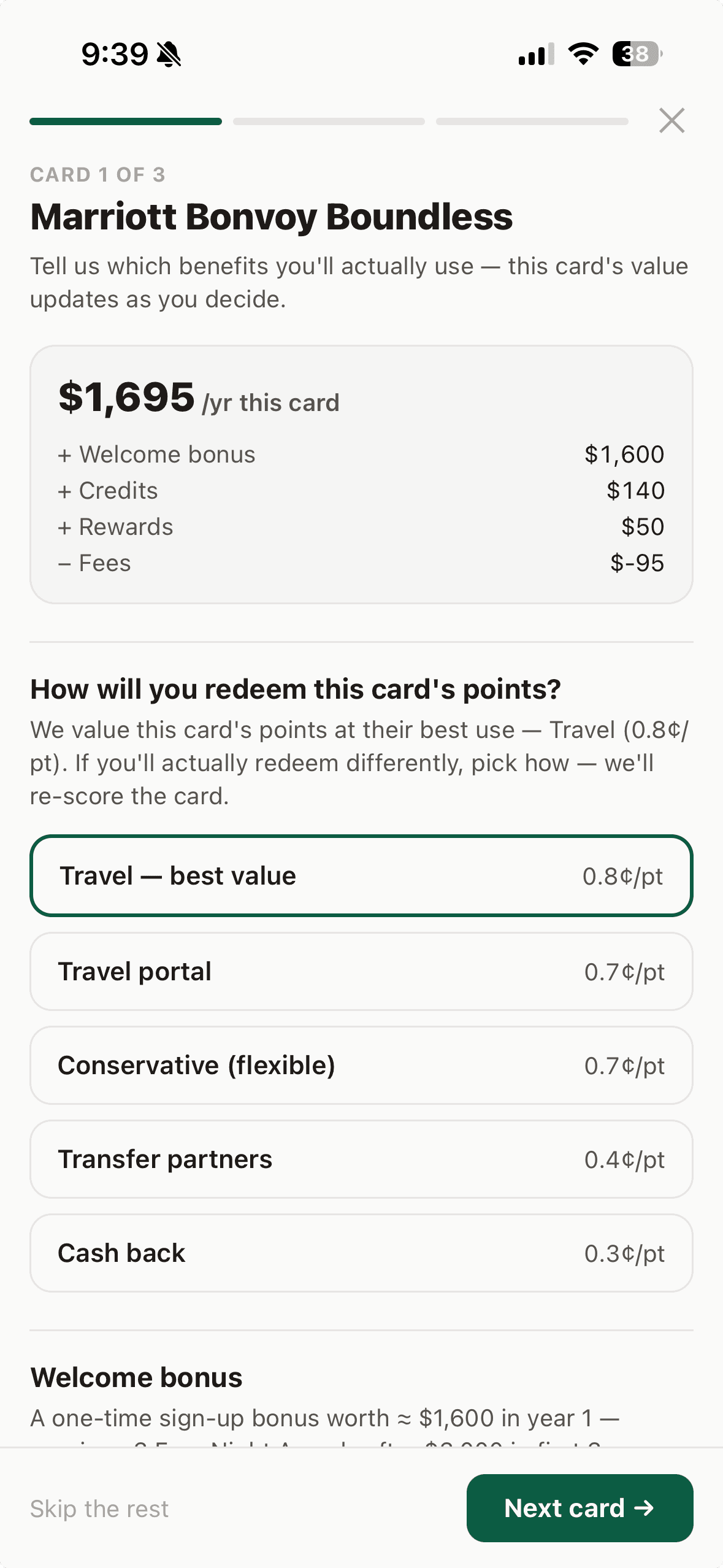 The honest net-value breakdown for a recommended card